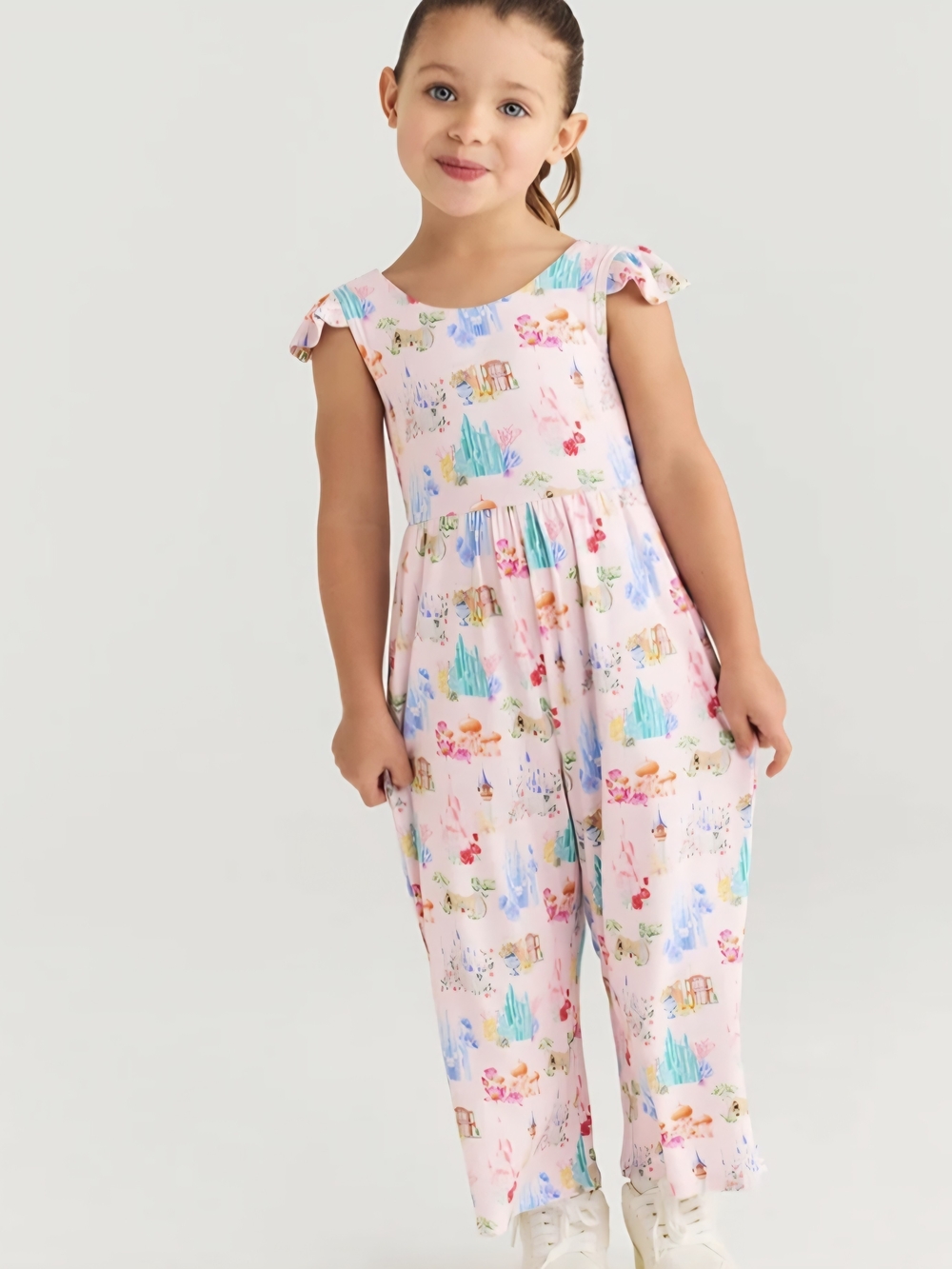 Posh Peanut Disney Princess Castles Scoop Back Jumpsuit 5T/6T NIB